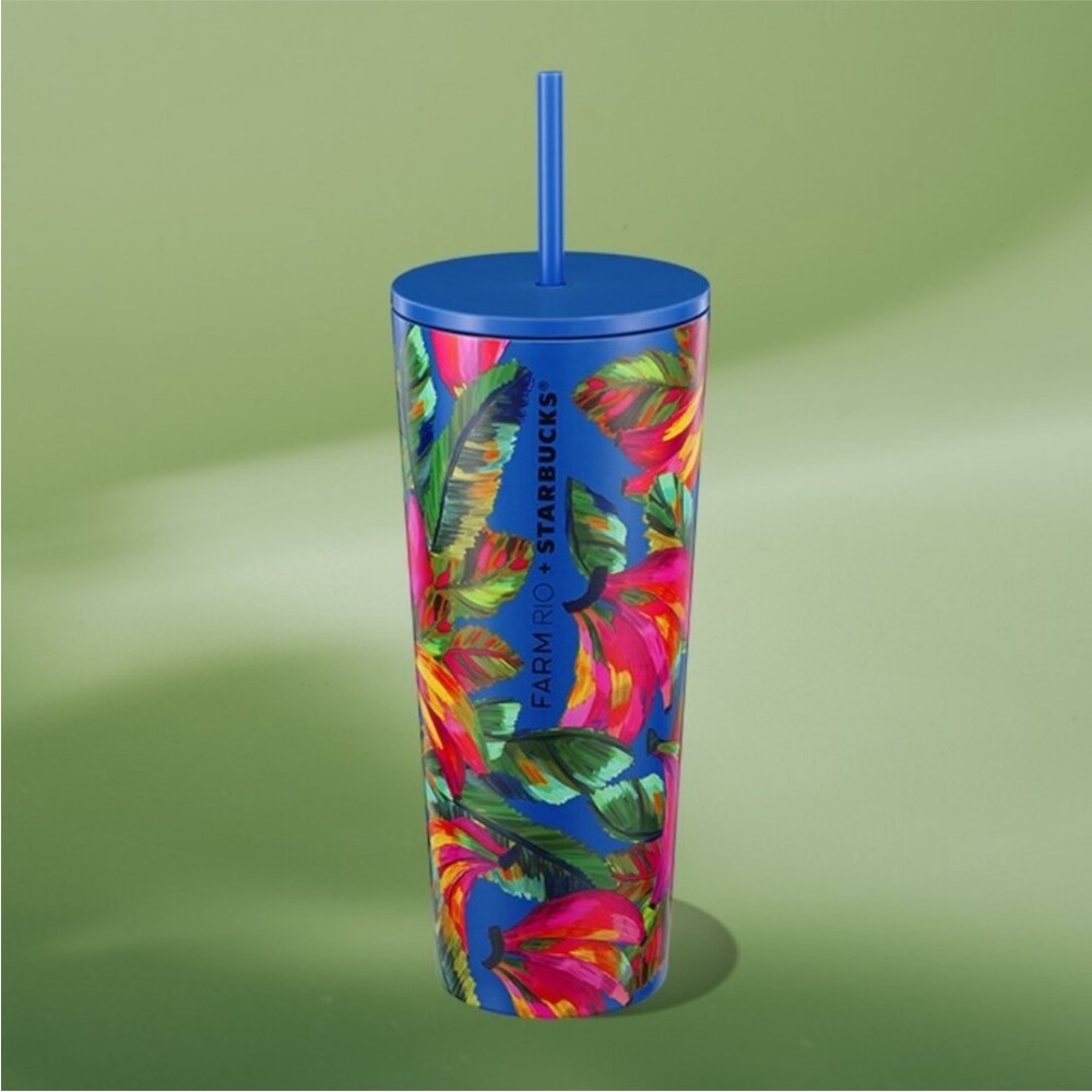 FARM RIO x STARBUCKS Banana Mix 24 oz Stainless Steel Cup NWT
